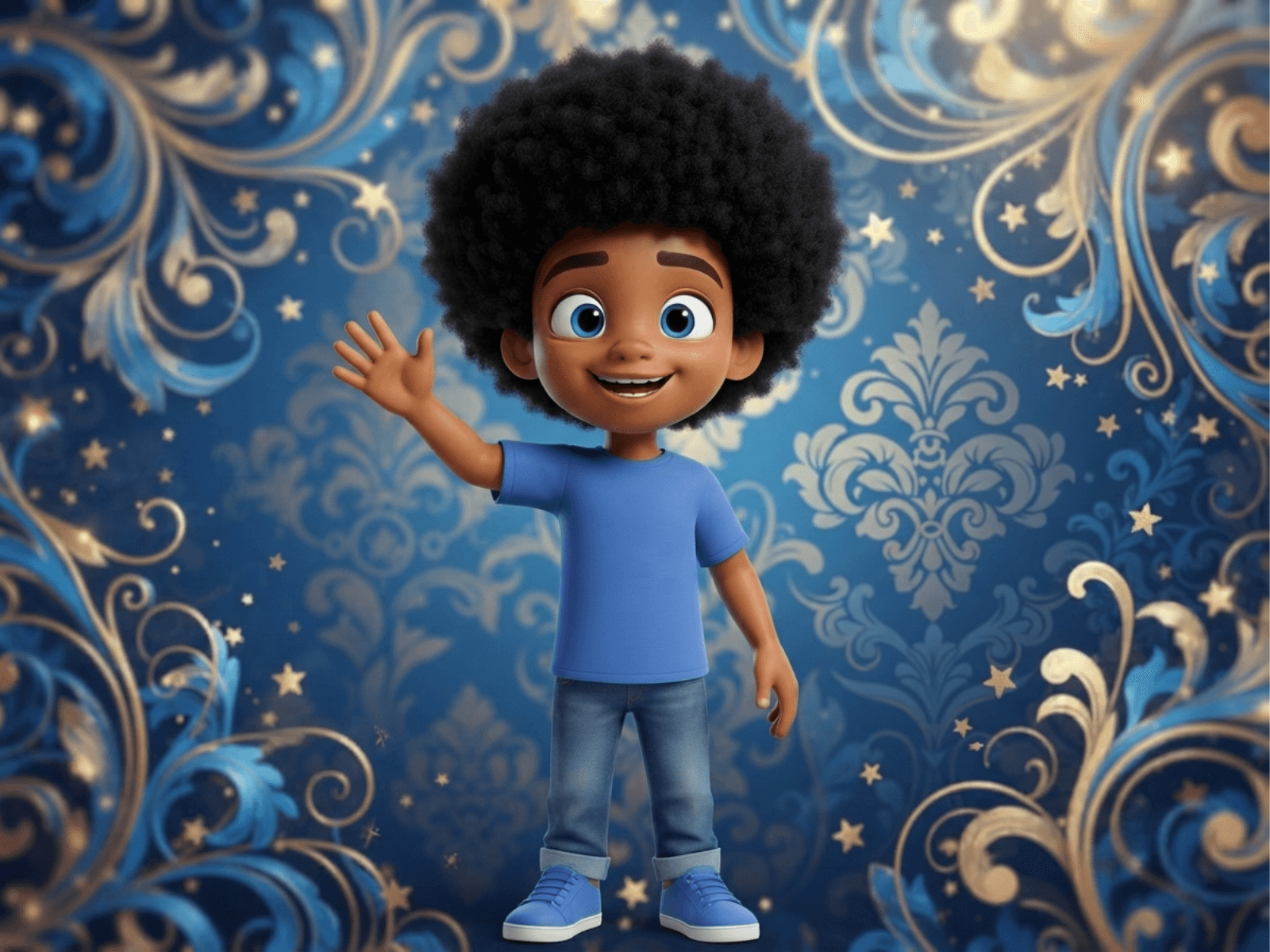 Avivi, the Hebrew-learning friend, waving